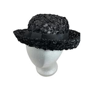 United Hatters Rolled Brim Hat Womens Bowler Black 21" Union Made USA Vintage